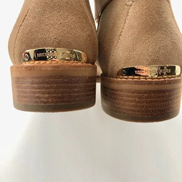 MICHAEL KORS ankle suede leather cut boot gold hardware buckle logo all season 8 - Picture 8 of 15